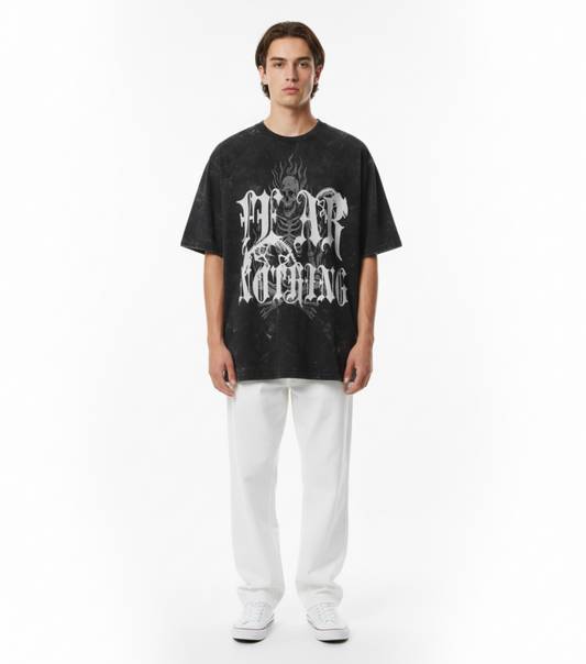 Fear Nothing Unisex Acid Washed Oversized Tee