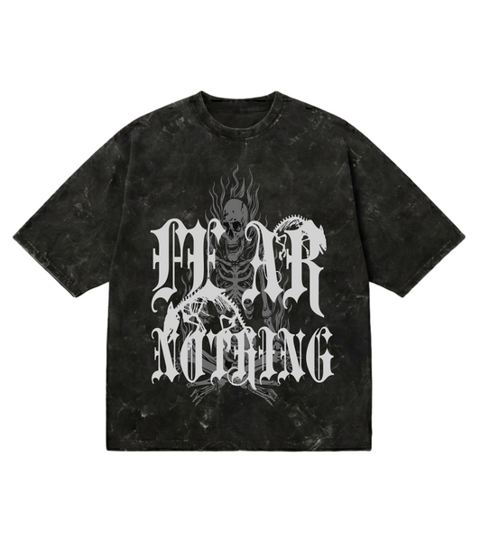 Fear Nothing Unisex Acid Washed Oversized Tee