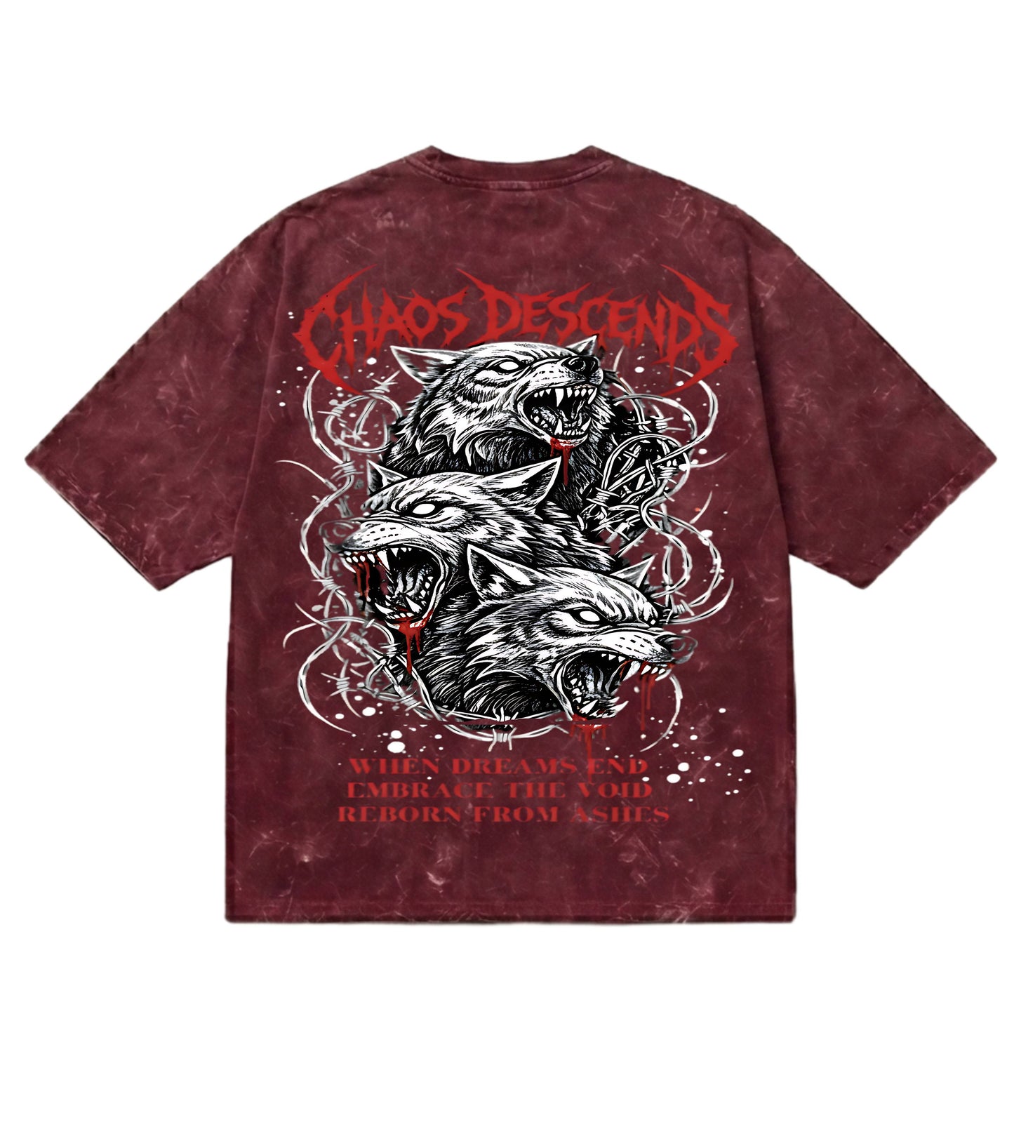 Chaos Descends Unisex Acid Washed Oversized Tee