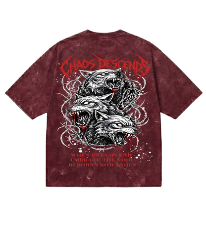 Chaos Descends Unisex Acid Washed Oversized Tee