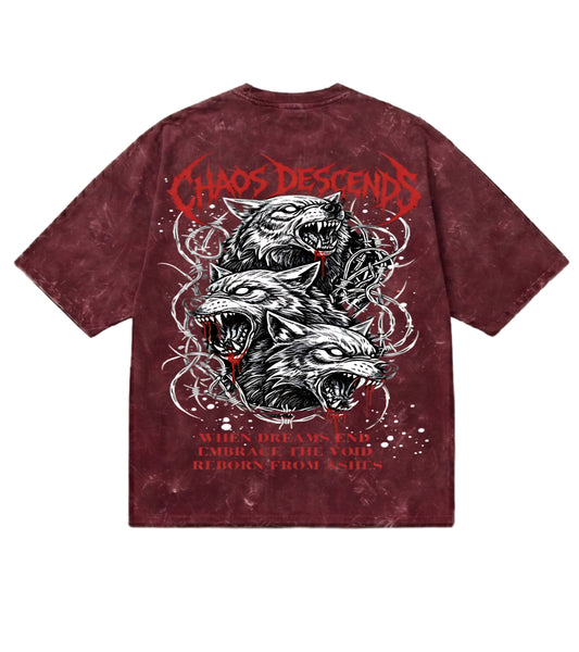 Chaos Descends Unisex Acid Washed Oversized Tee