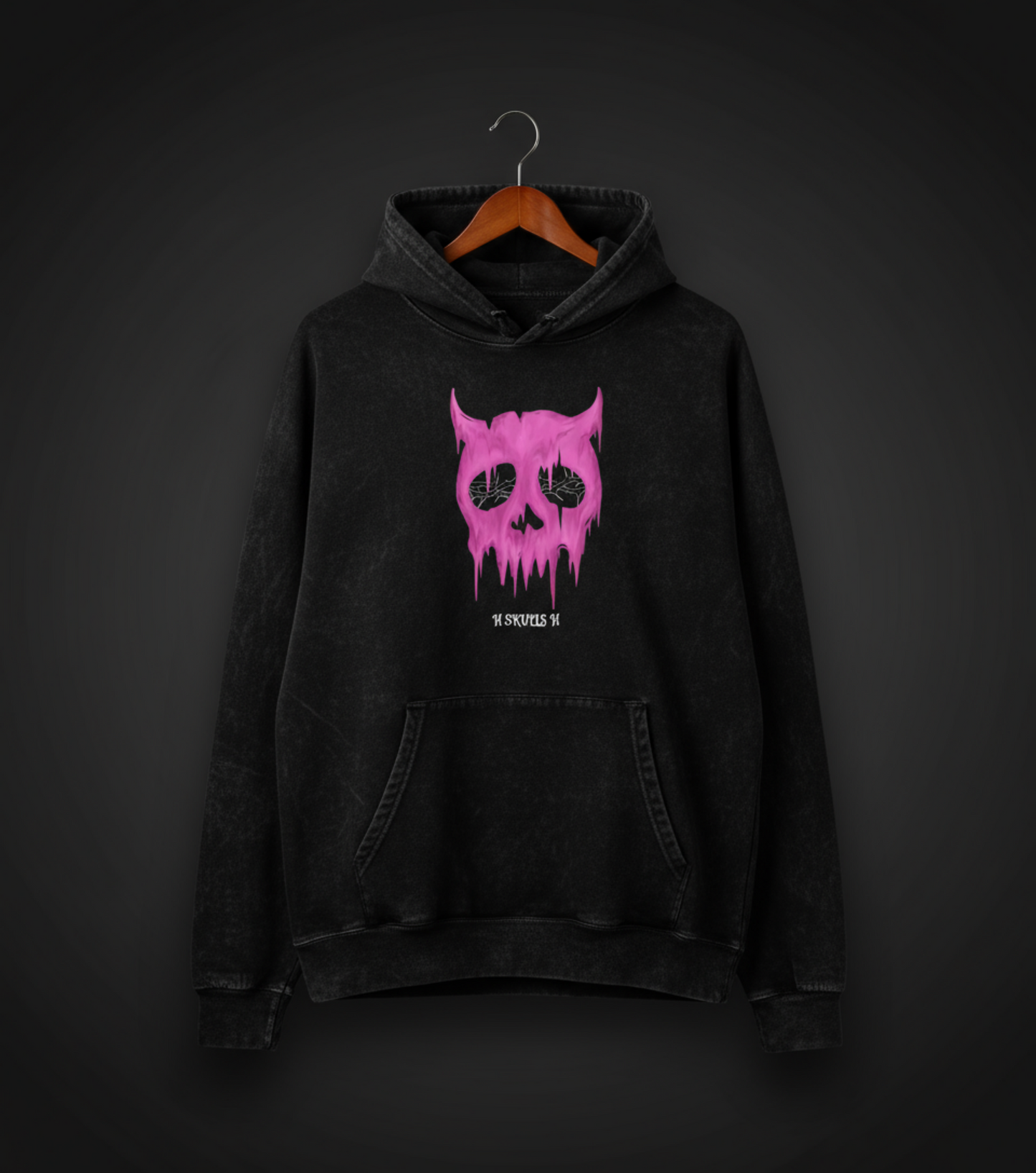 Drip Skull Unisex Acid Washed Hoodie