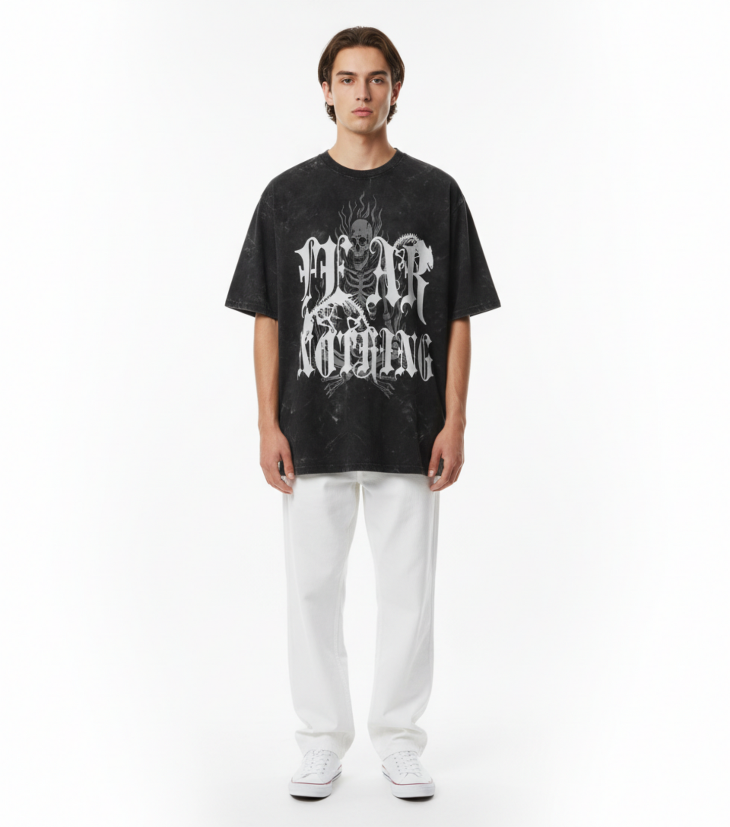 Fear Nothing Unisex Acid Washed Oversized Tee
