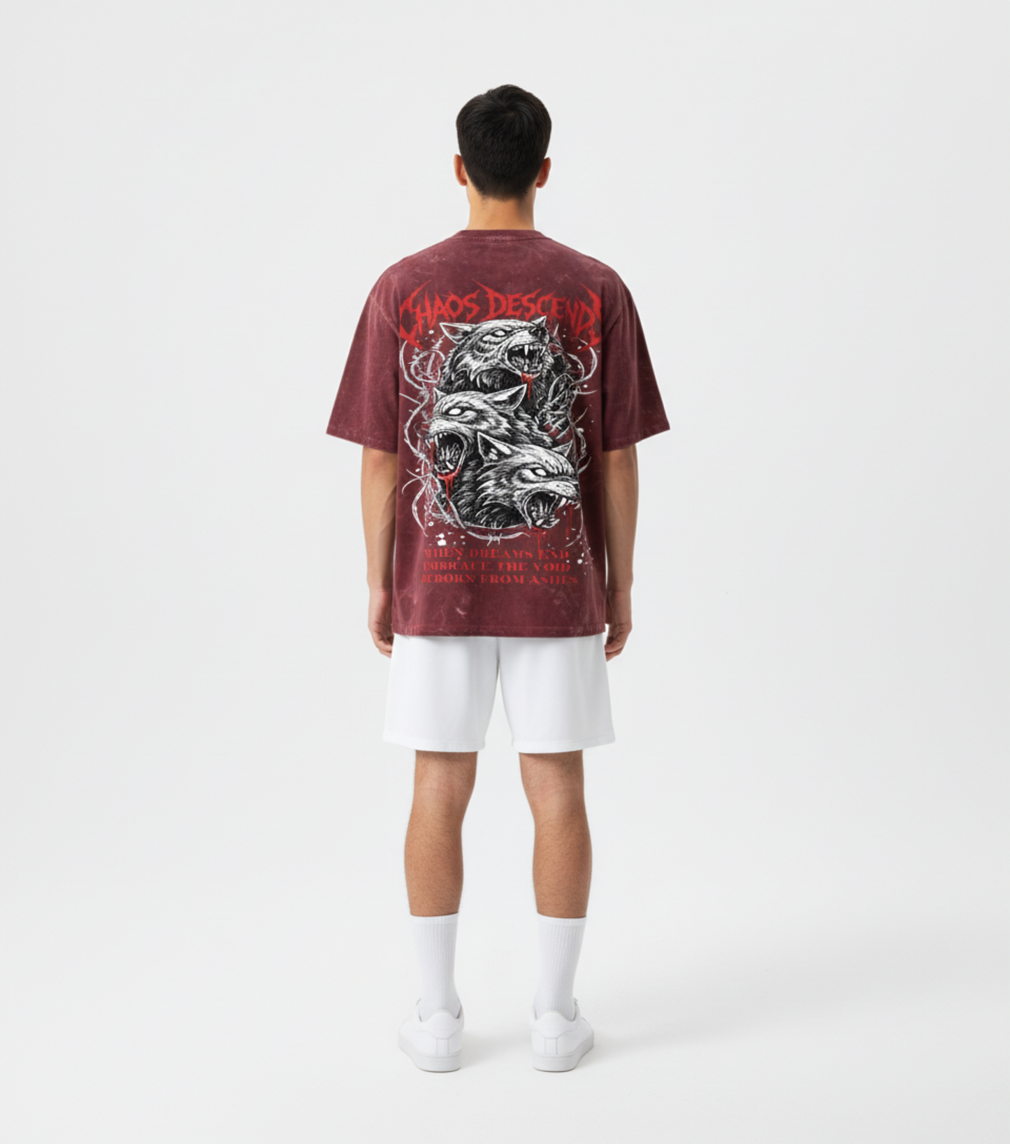 Chaos Descends Unisex Acid Washed Oversized Tee