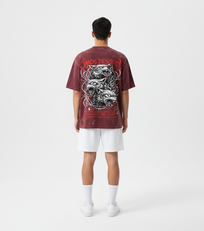 Chaos Descends Unisex Acid Washed Oversized Tee