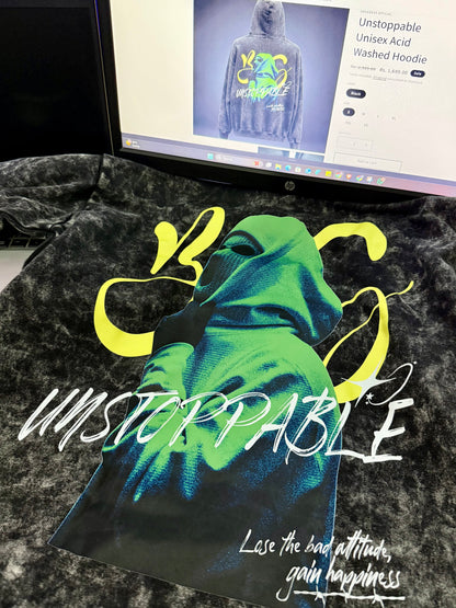 Unstoppable Unisex Acid Washed Hoodie